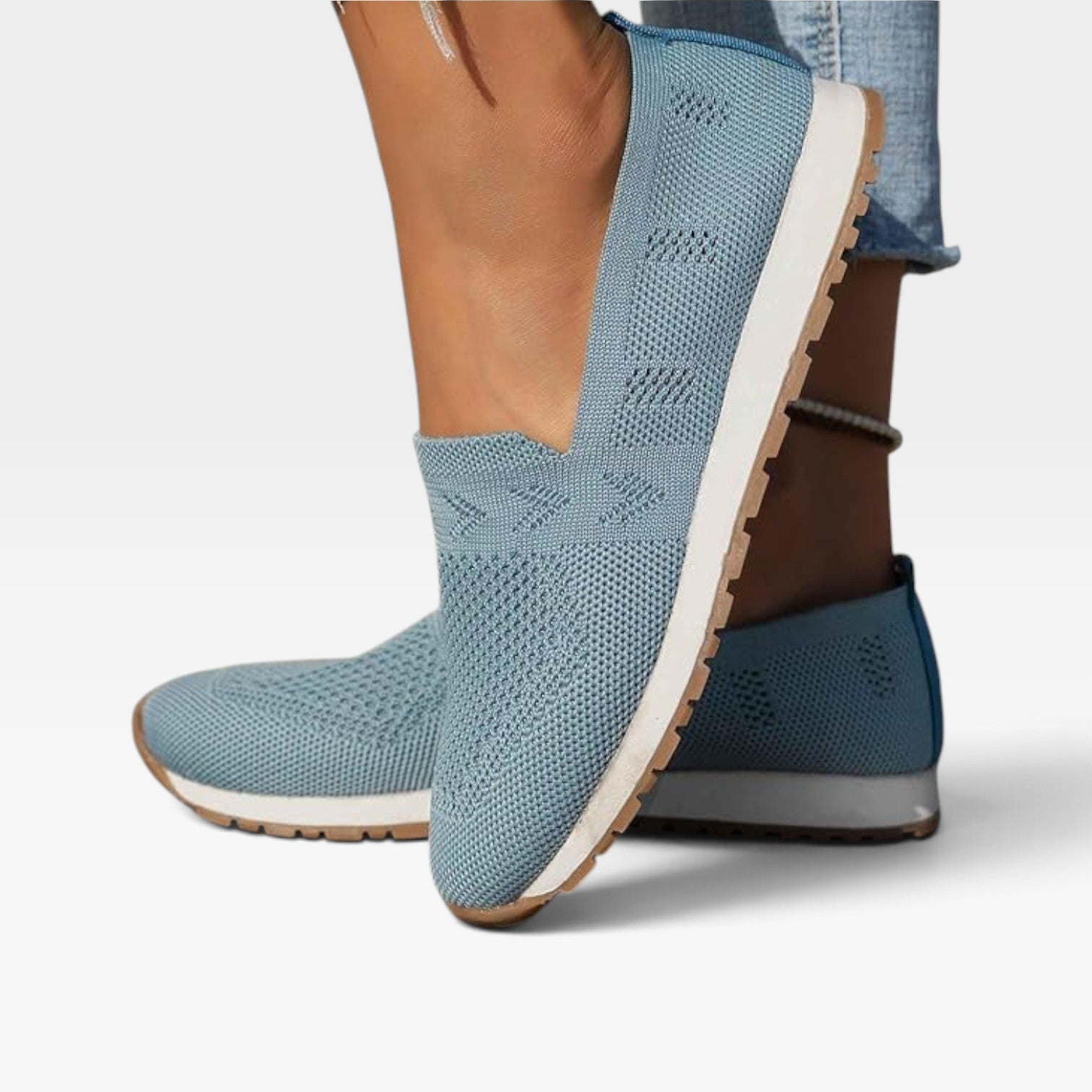 Women's Breathable Knit Trainers – Lightweight Slip On Sneakers