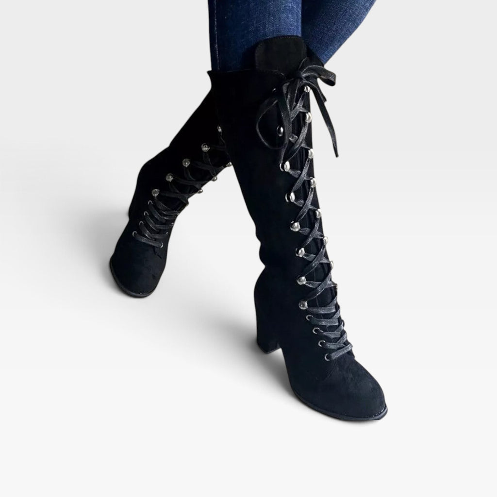Women's Lace-Up Block Heel Boots
