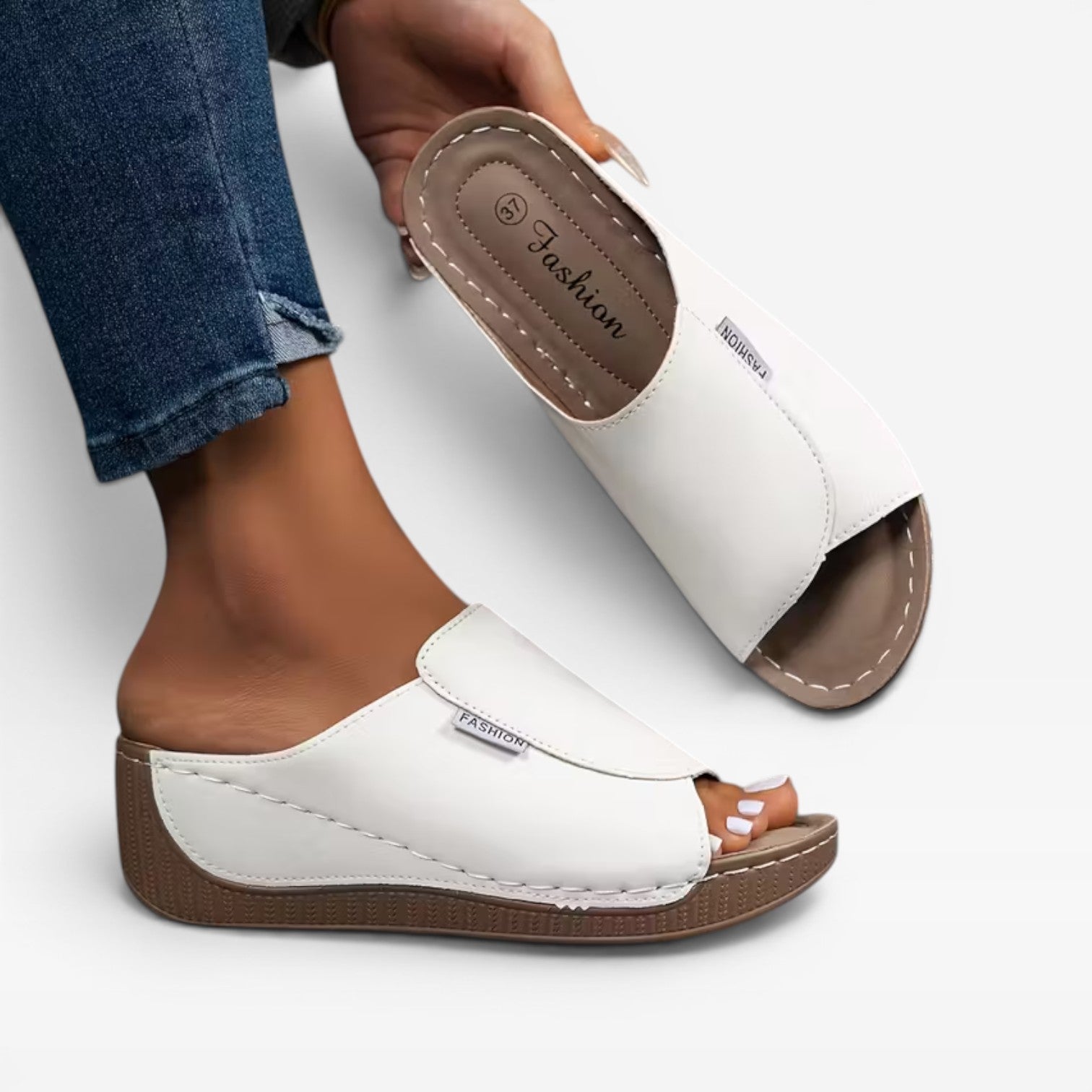 Women's Cushioned Wedge Slide Sandals – Comfortable Open Toe Summer Slides