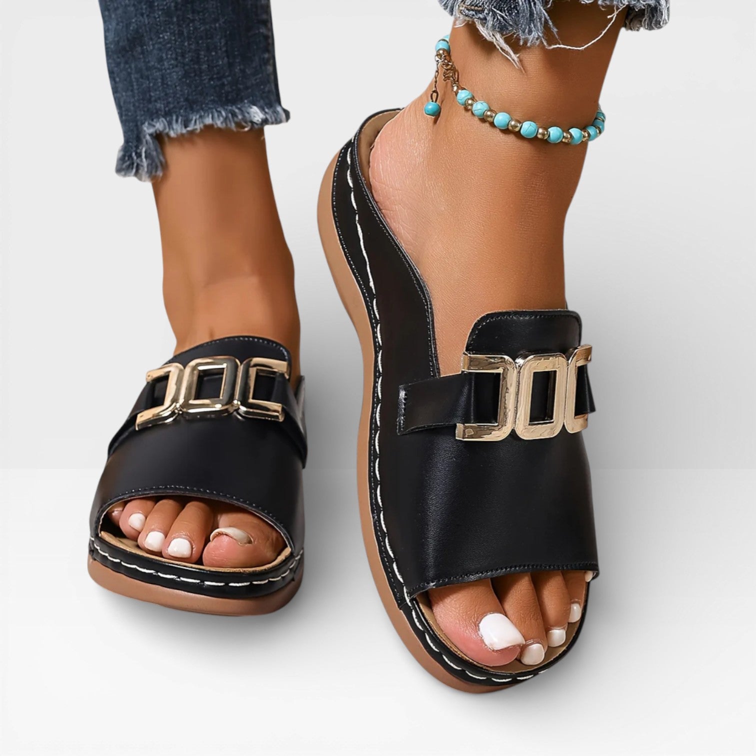 Women’s Dressy Buckle Sandals – Comfortable Fit