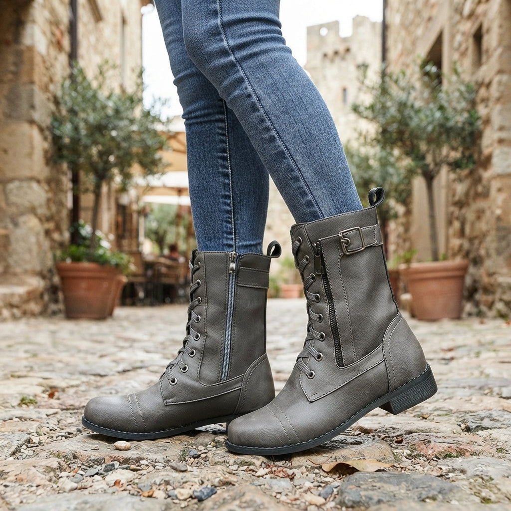 Women's Effortless Orthopedic  Lace-Up Biker Boots
