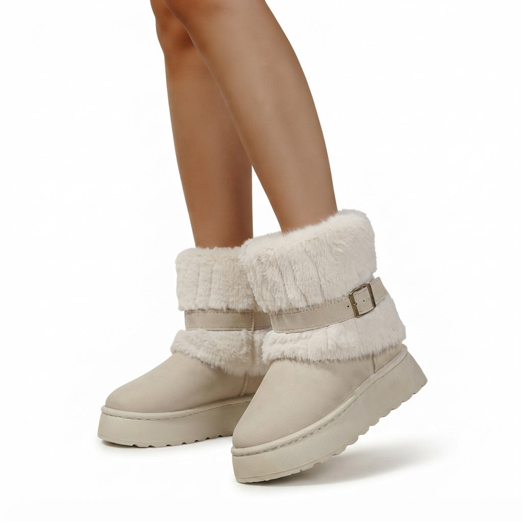 Women's Cosy Fur-Trimmed Ankle Snow Boots