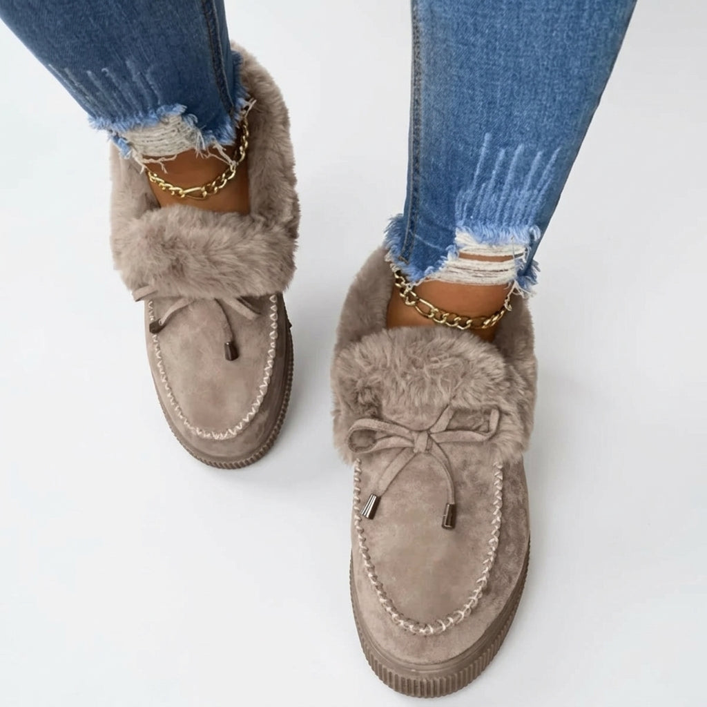 Women's Cosy Faux-Fur Trim Platform Moccasins