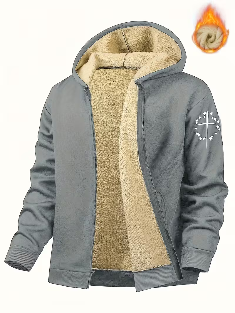 Men's Cosy Sherpa-Lined Hooded Fleece Jacket