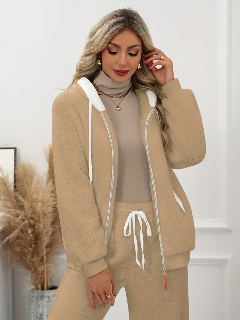 Women's Cosy Oversized Fleece Zip-Up Hoodie