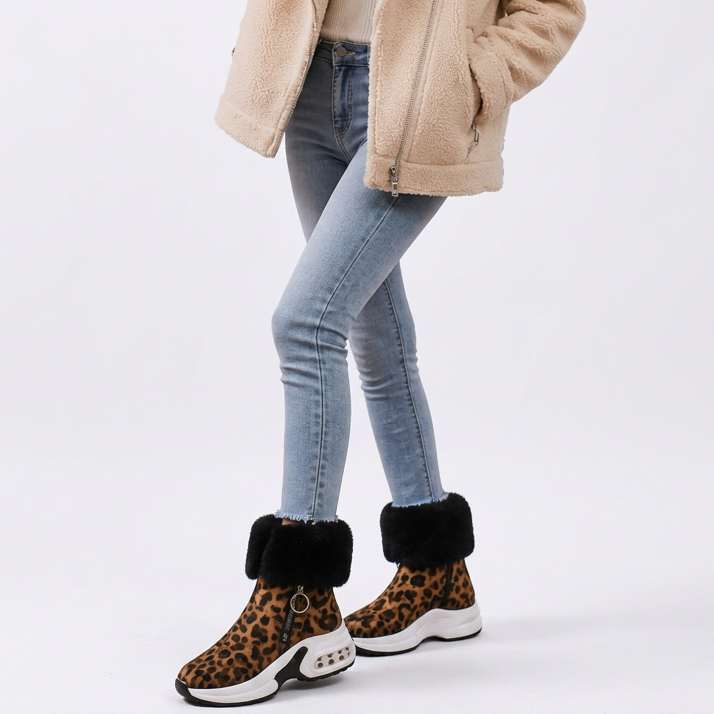 Women's Cosy Faux Fur Cuff Ankle Boots