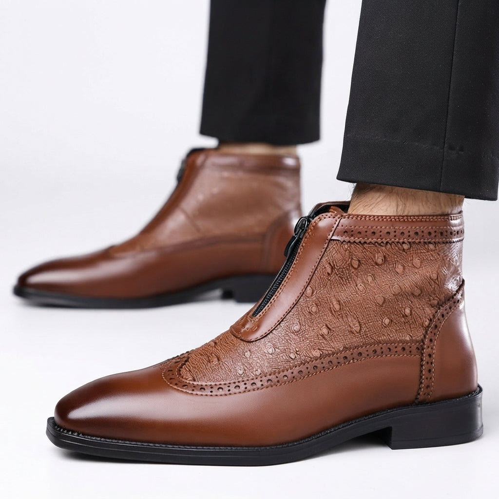 Men's Leather Brogue Ankle Boots