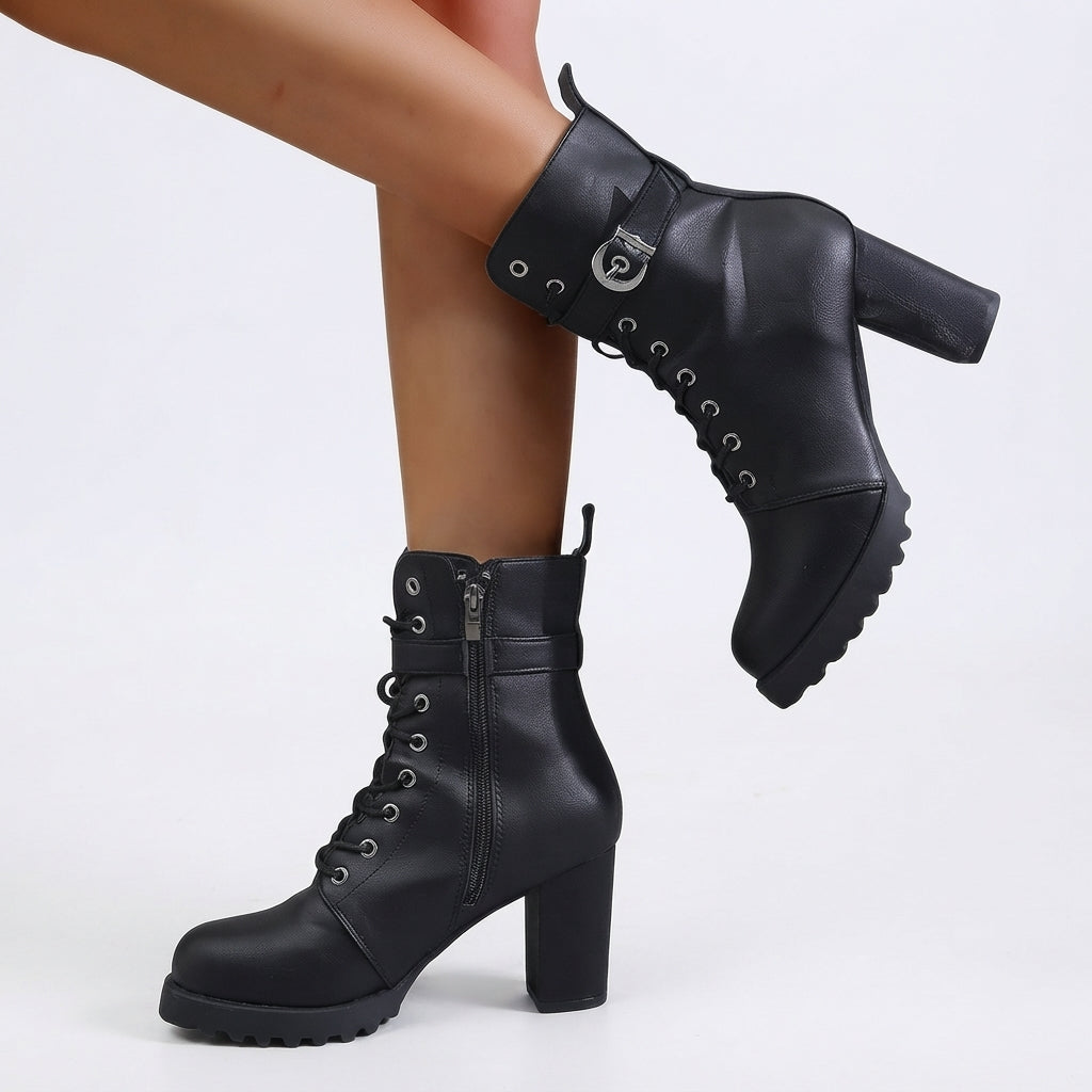 Women's Chic Heeled Combat Ankle Boots