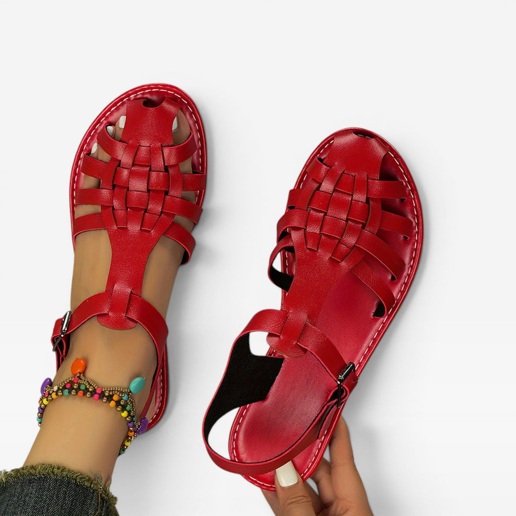 Women's Boho Fisherman Sandals – Woven Closed Toe Flat Summer Style