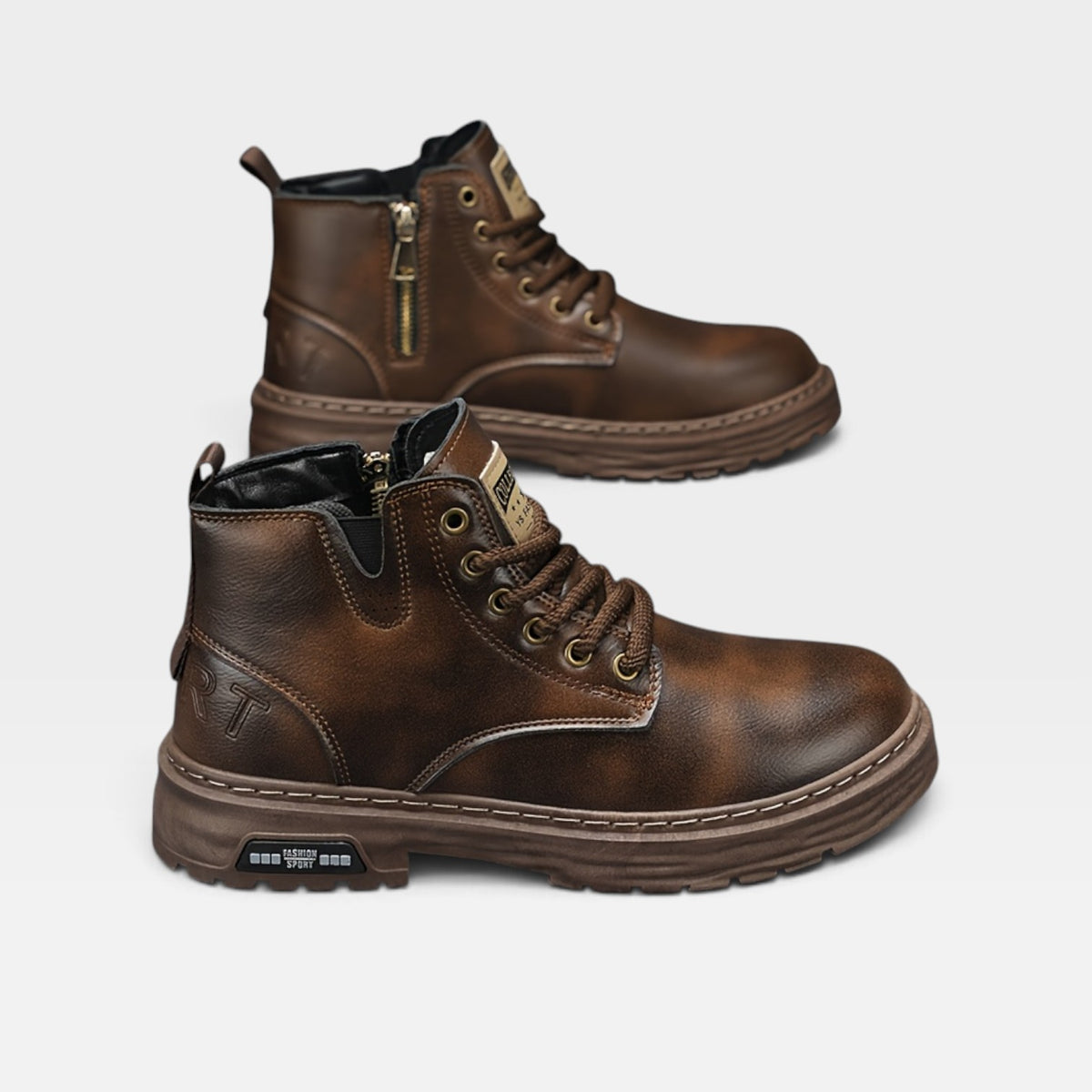 Men's Leather Lace-Up Combat Boots