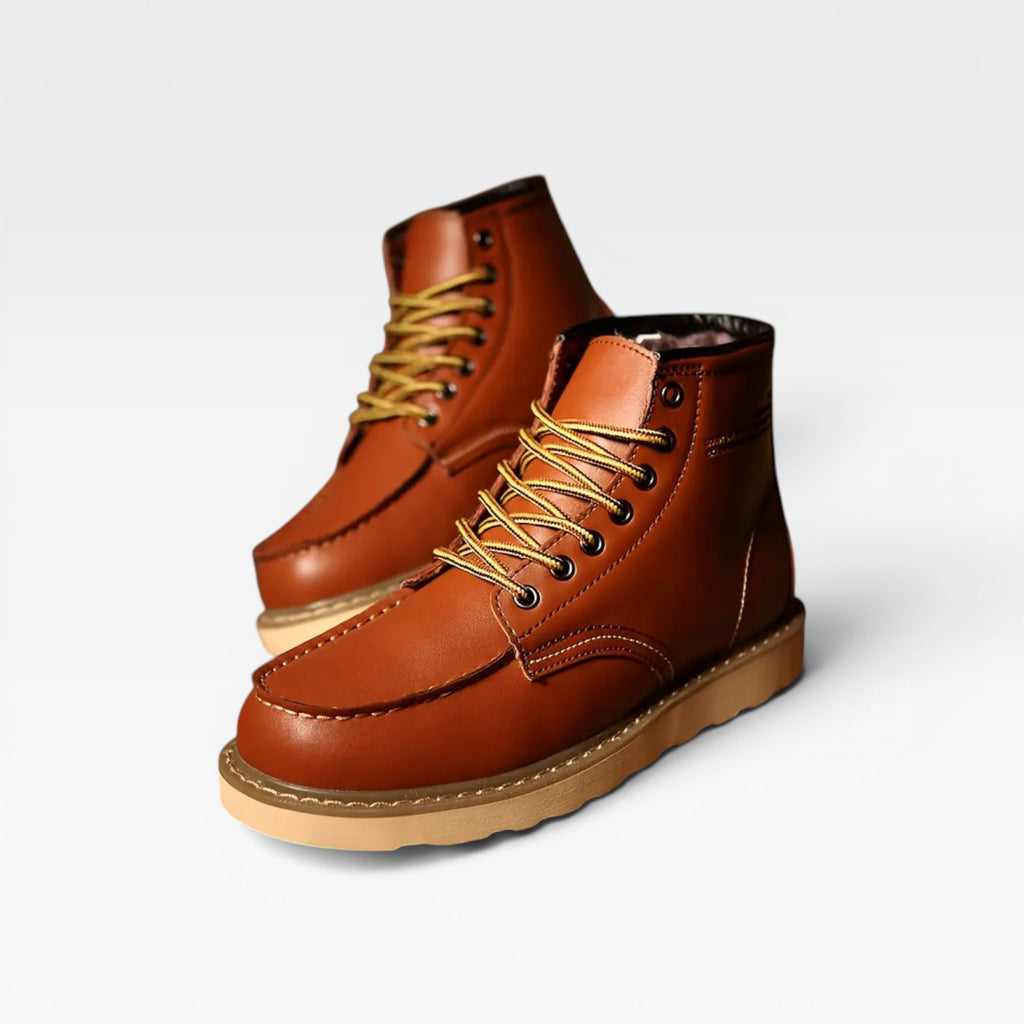 Men's Leather Moc Toe Boots – Heritage Wedge Sole Work Boots