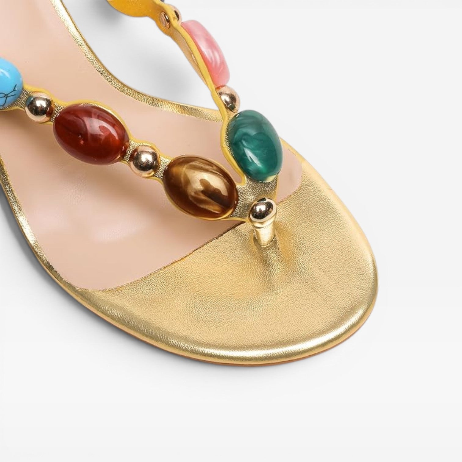 Women's Colored Gemstone Heels – Elegant White Mule Stiletto for Party and Special Occasions