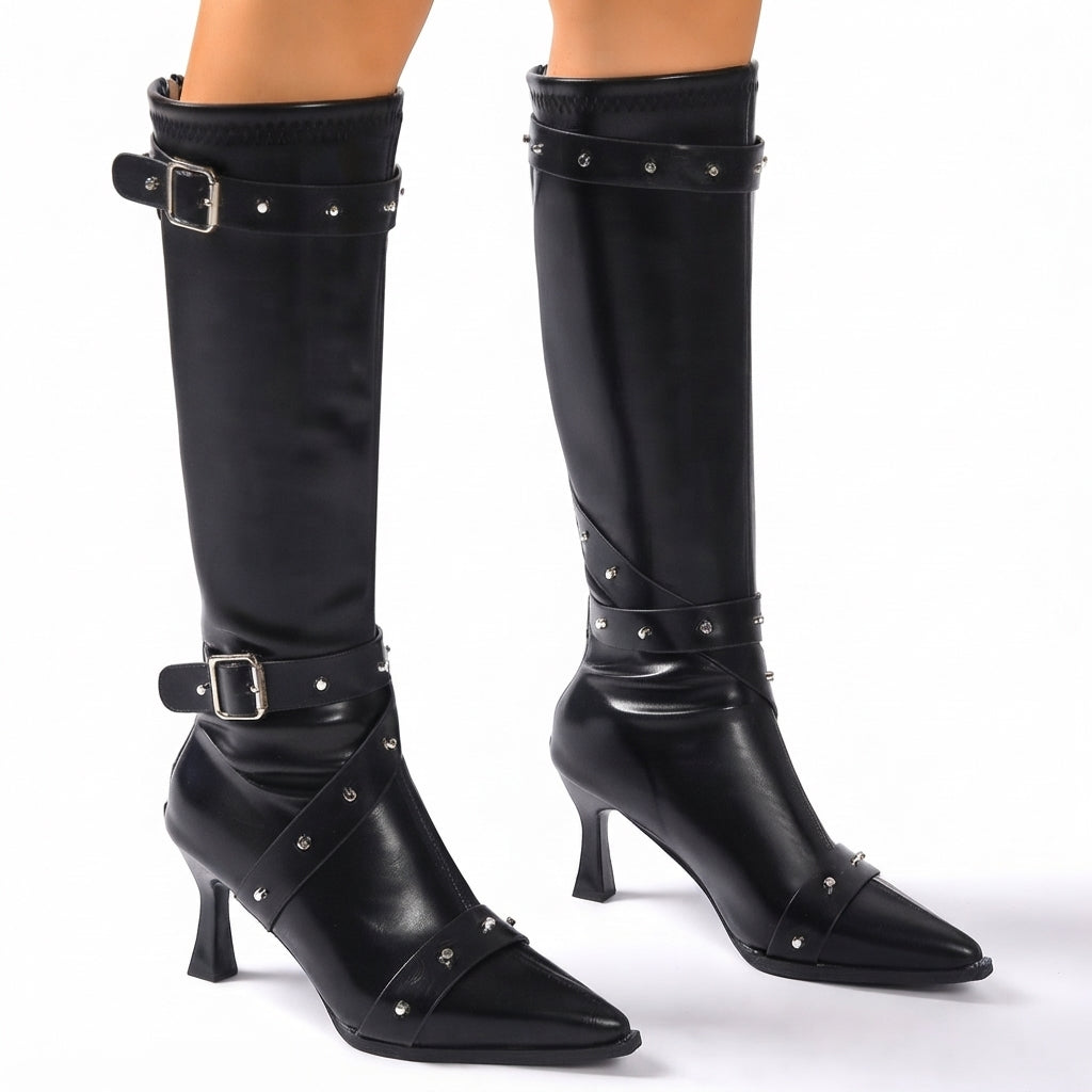Women's Bold Heeled Knee High Boots
