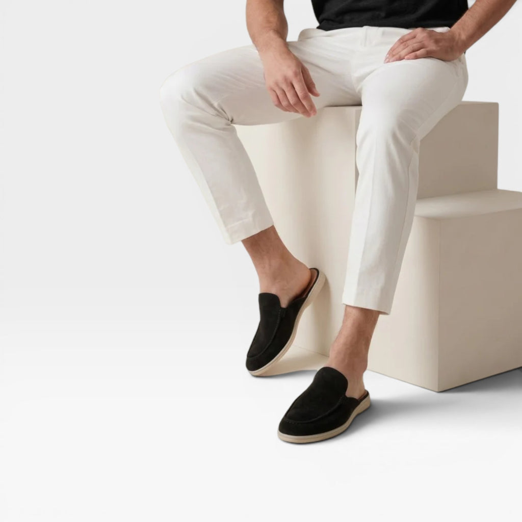 Men's Suede Mules – Backless Slip On Loafers Smart Casual Slides