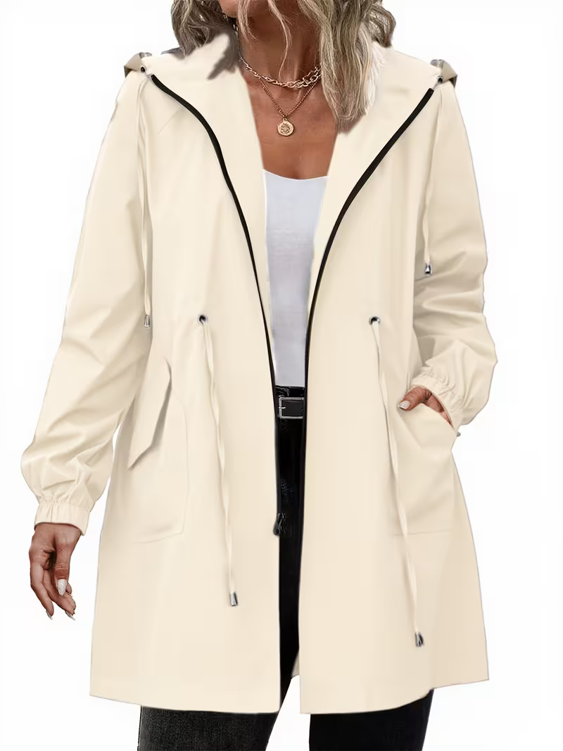 Women's Lightweight Hooded Drawstring Rain Jacket