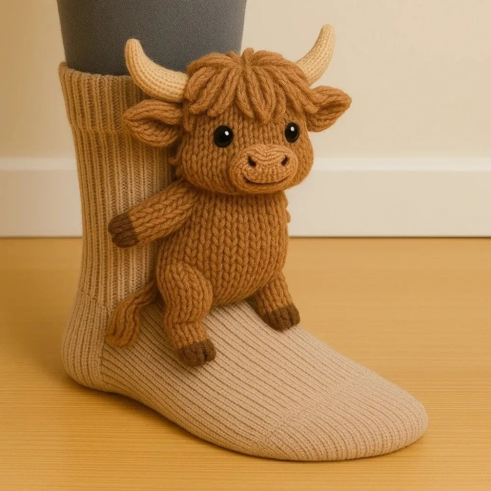 Knit Animal Socks – Soft 3D Design Cozy Ankle Socks