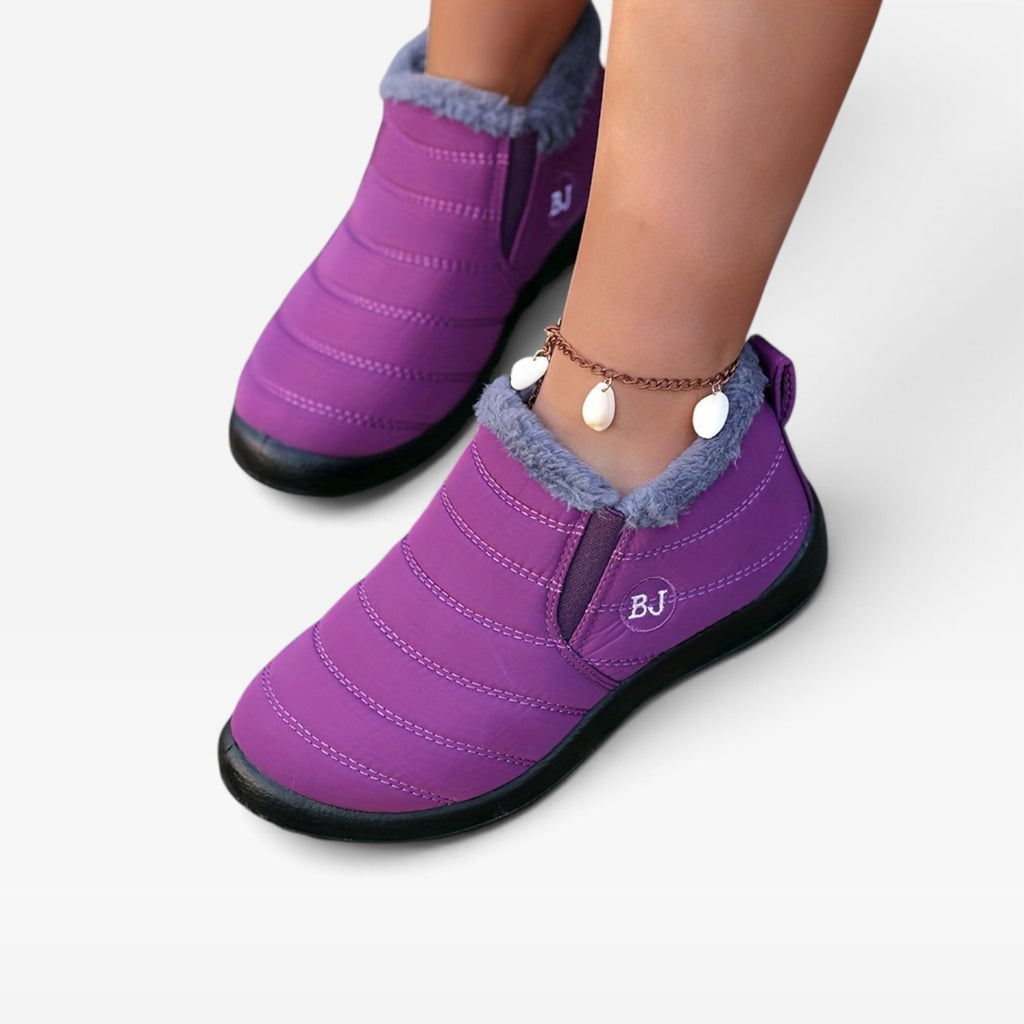 Women's Quilted Winter Boots – Fur Lined Waterproof Slip On Ankle Boots