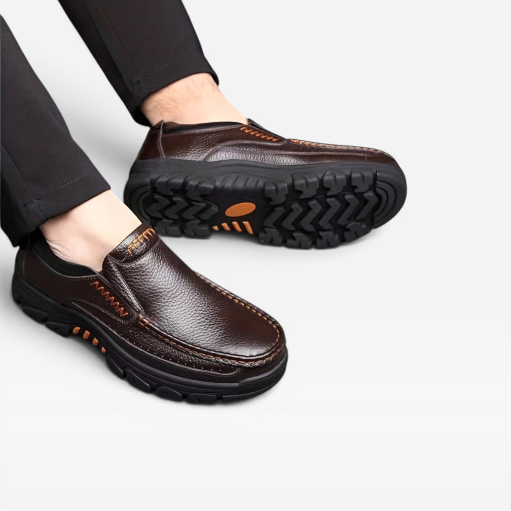 Men's Leather Slip On Shoes – Comfortable Cushioned Casual Walking Shoes
