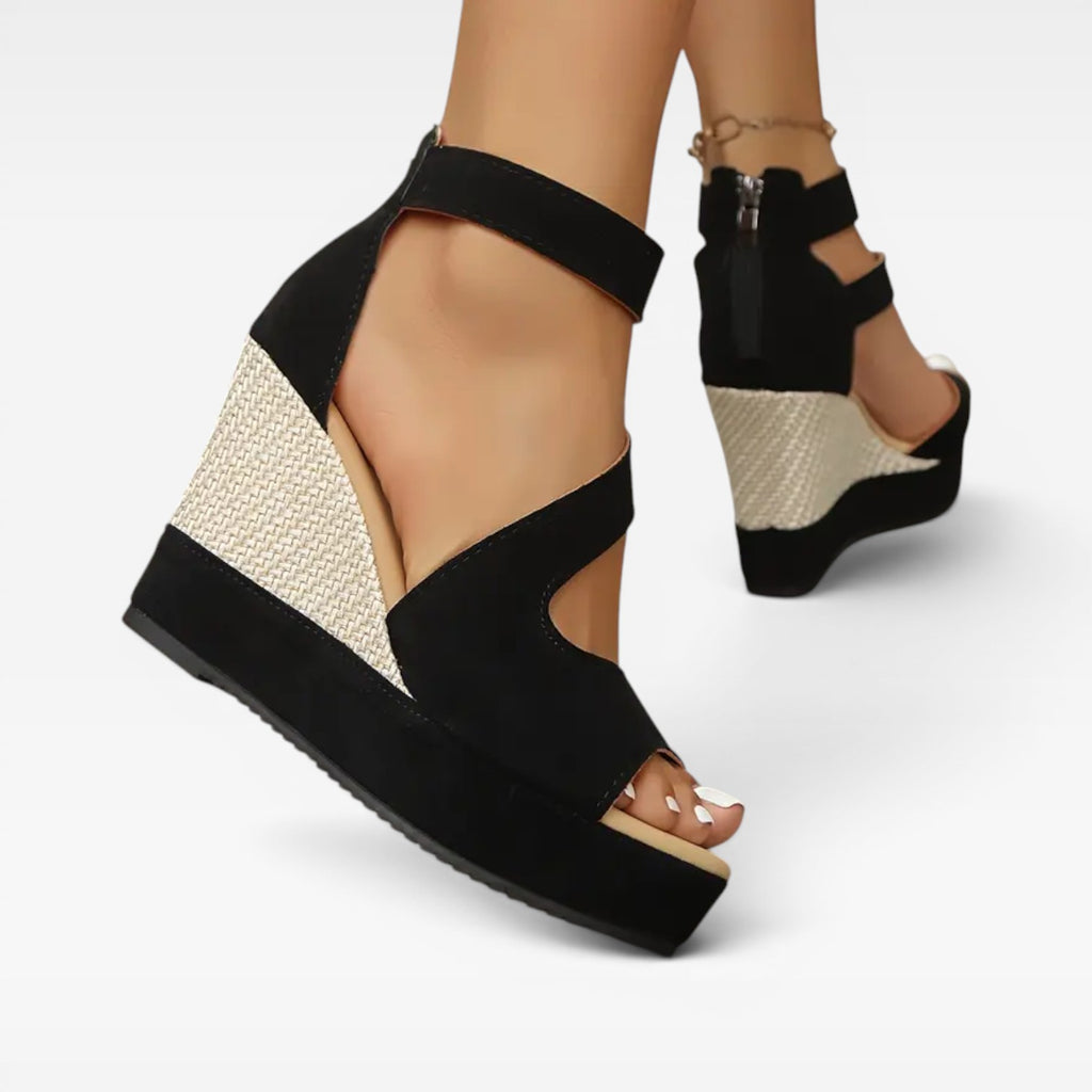 Women's Wedge Sandals – Cushioned Woven Platform Ankle Strap Sandals