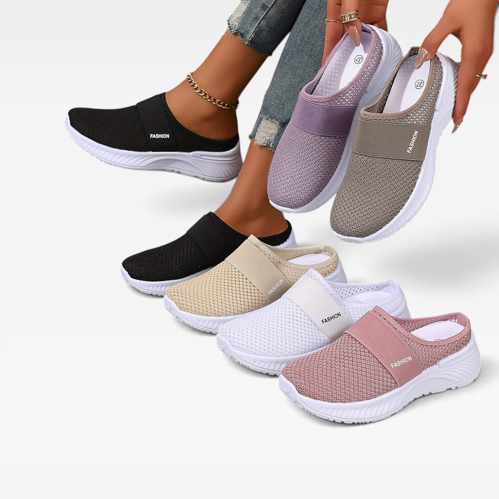 Women's Knit Slip On Trainers – Breathable Cushioned Comfort Sneakers