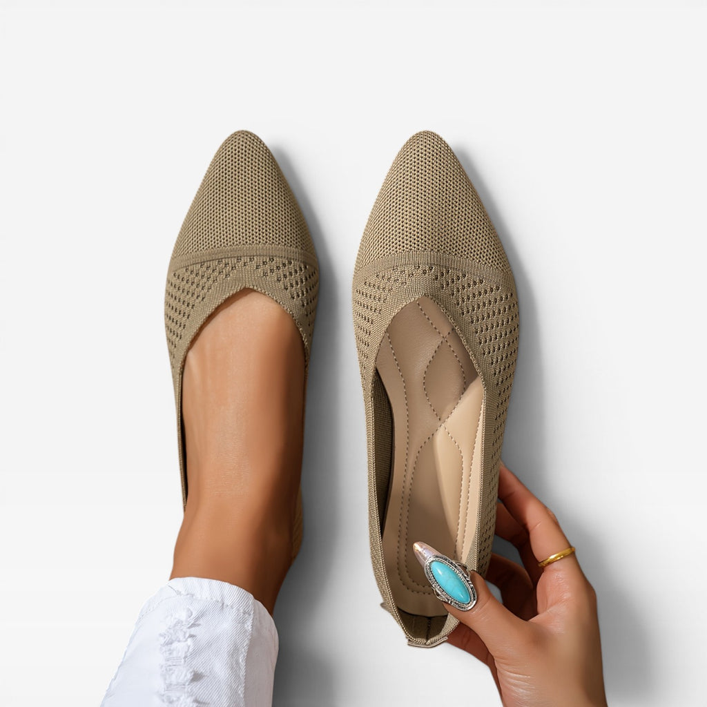 Women’s Pointed Ballet Flats – Breathable Knit Flat Shoes