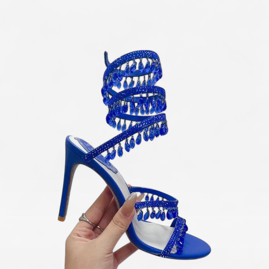 Women’s Crystal High Heel Sandals – Elegant Strappy Heels for Special Occasions