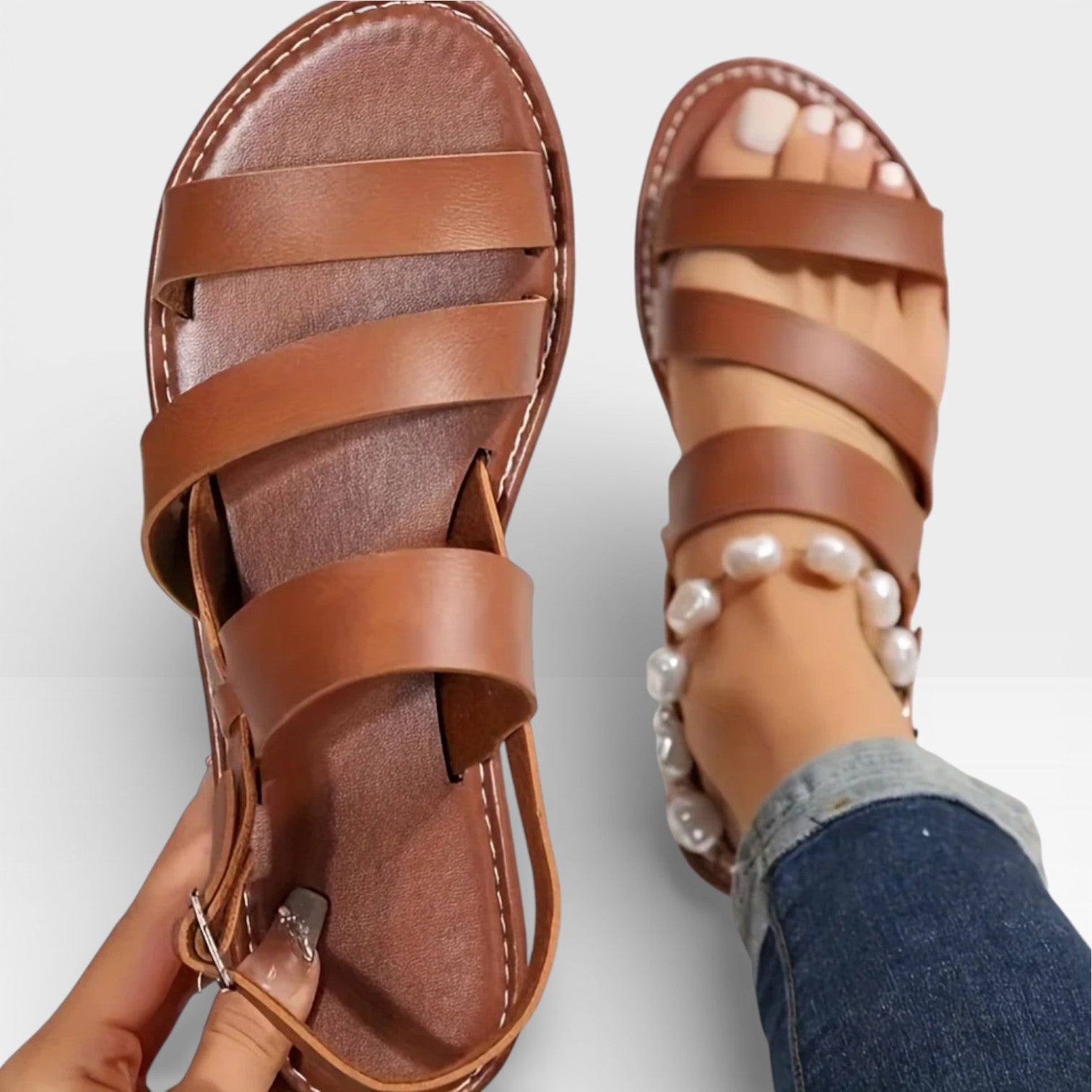Women’s Elegant Dressy Flat Sandals – Open Toe
