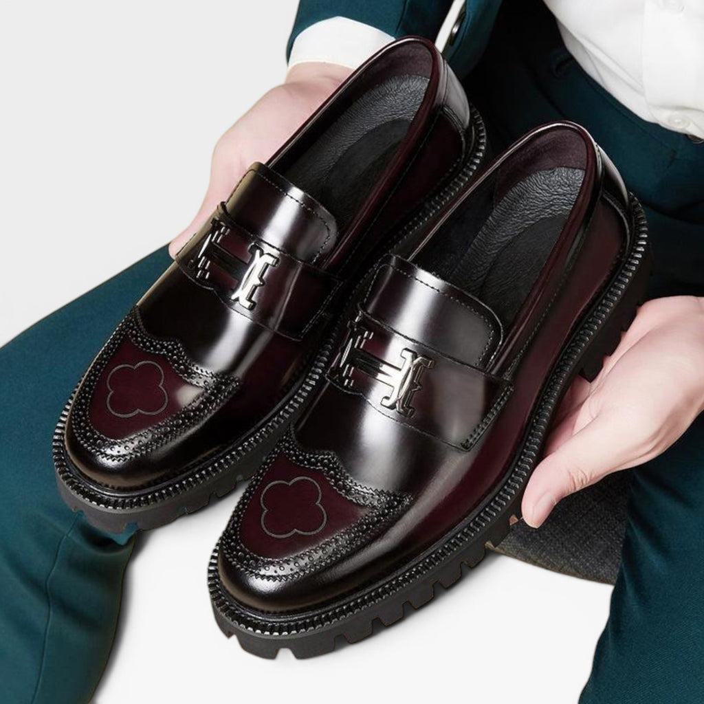 Men's Chunky Leather Loafers – Modern Slip On Smart Casual Dress Shoes