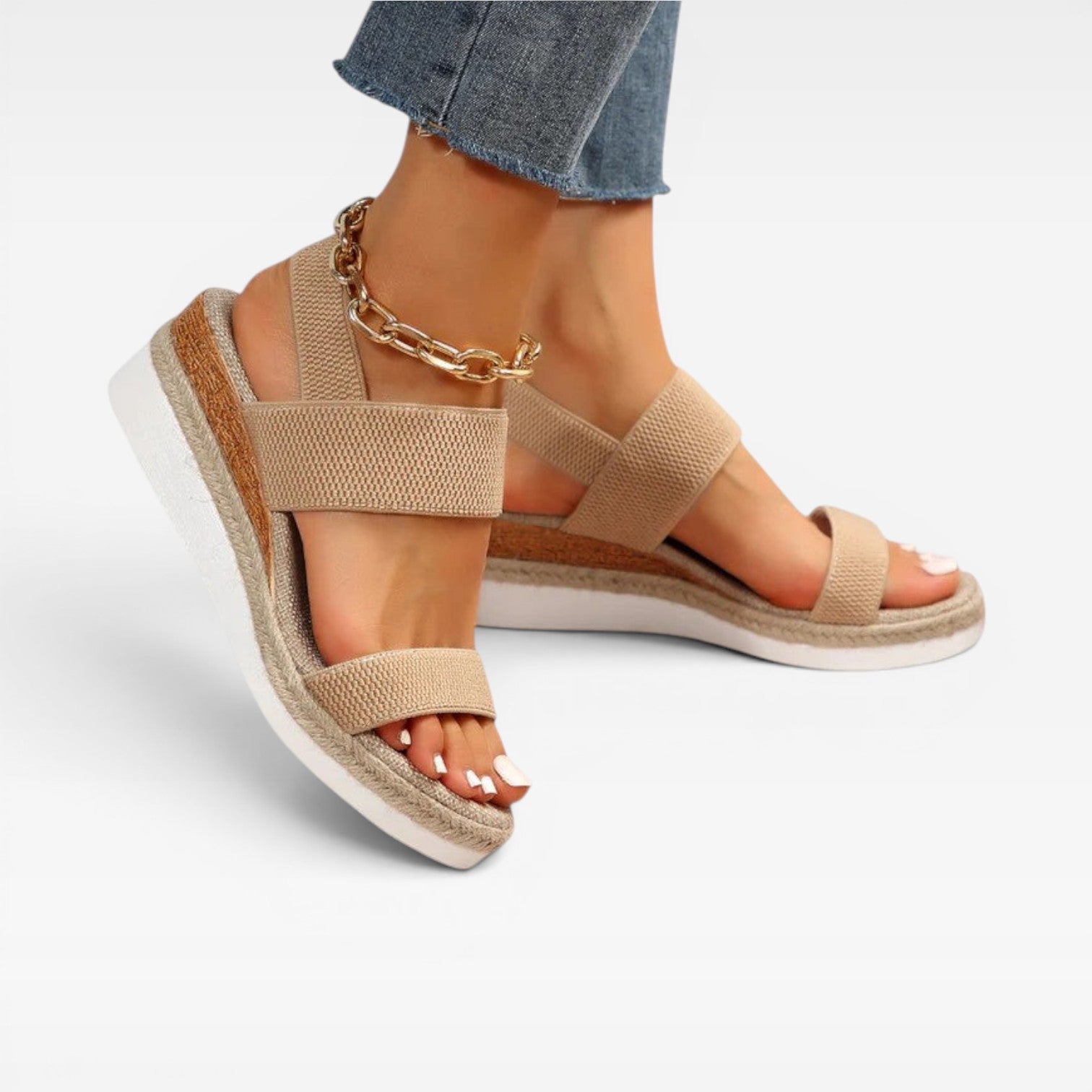 Women’s Espadrille Platform Sandals – Elastic Strap Summer Sandals