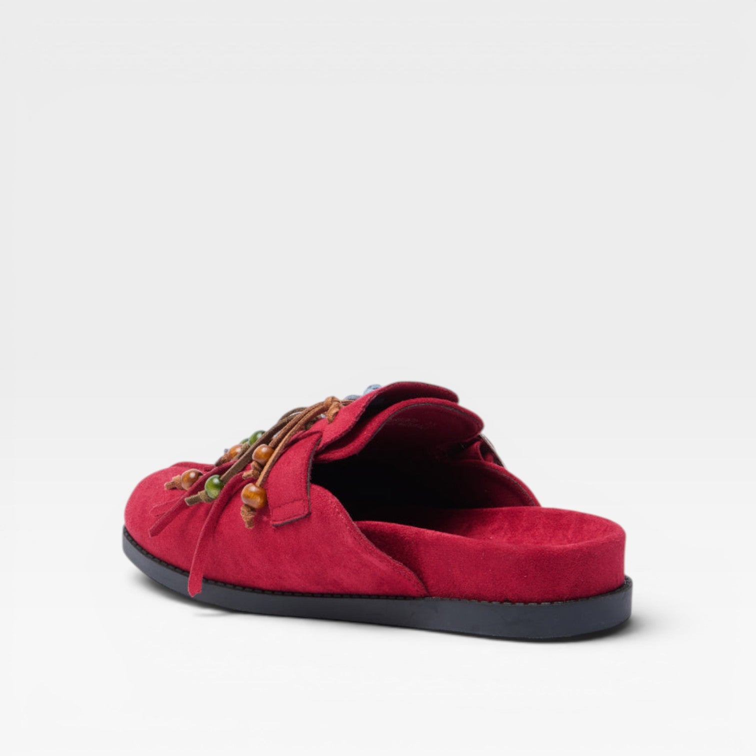 Women’s Suede Boho Clogs – Slip-On Fringe Mules