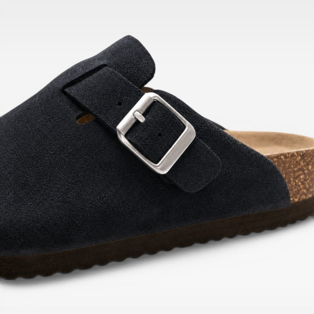 Men's Suede Cork Clogs – Slip On Closed Toe Summer Mules