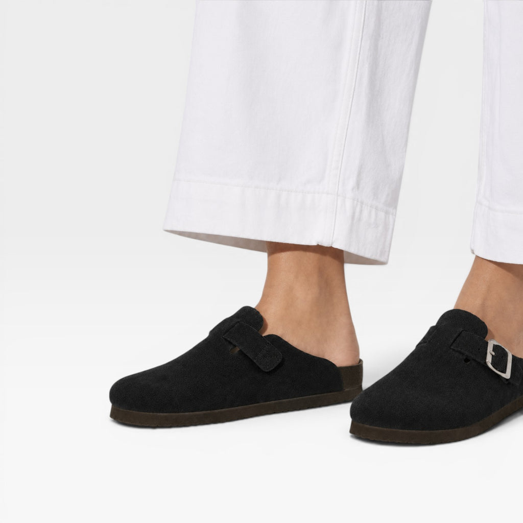 Men's Suede Cork Clogs – Slip On Closed Toe Summer Mules