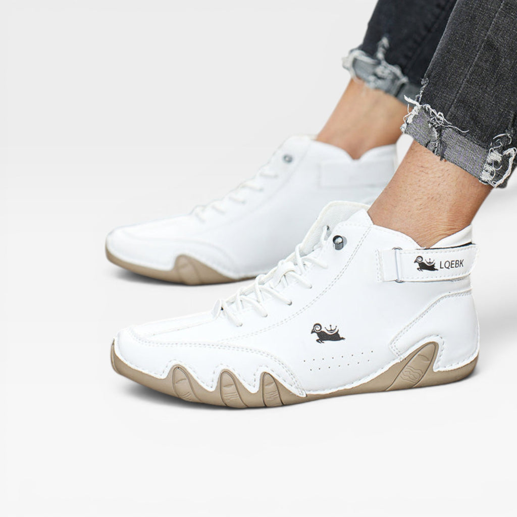 Men's Mid Top Leather Trainers – Casual Lace Up Comfortable Sneakers