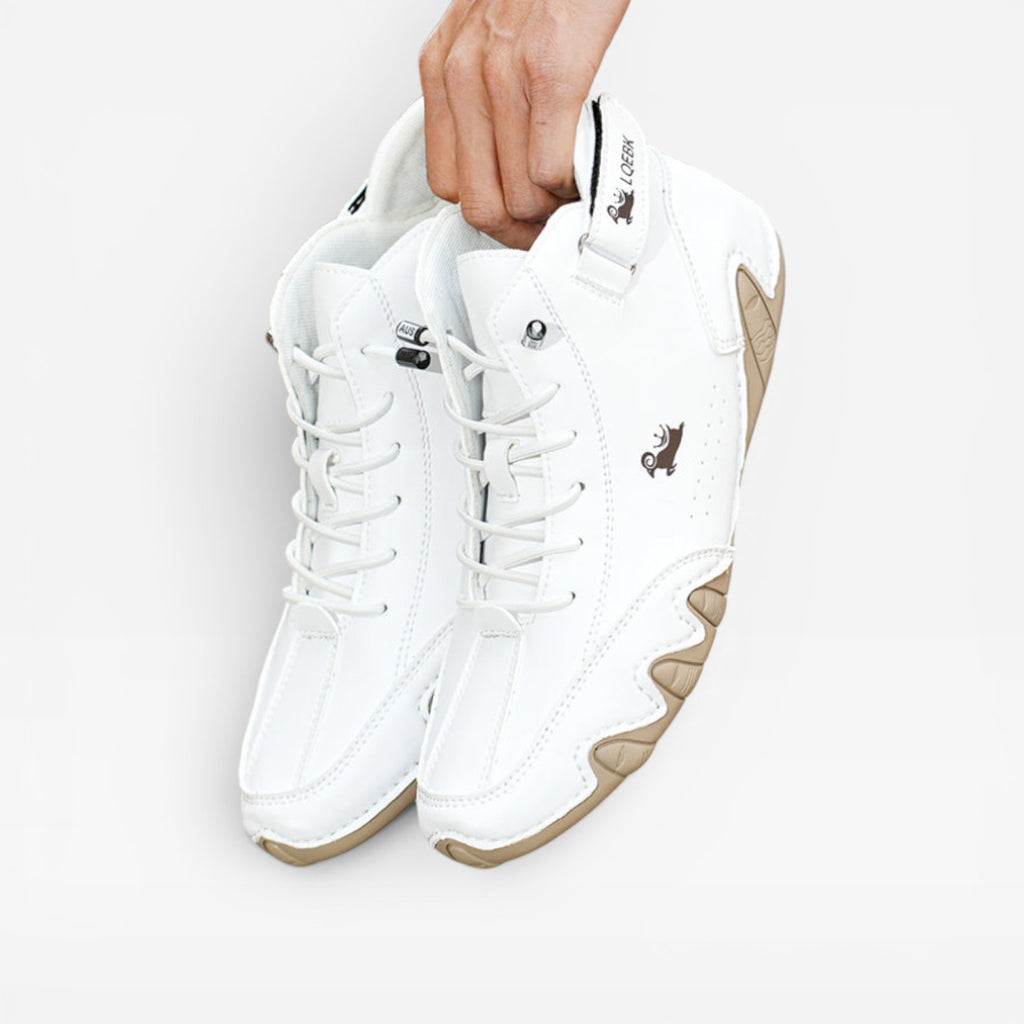 Men's Mid Top Leather Trainers – Casual Lace Up Comfortable Sneakers