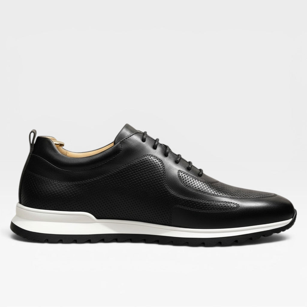 Men's Genuine Leather Trainers – Classic Lace Up Smart Casual Sneakers
