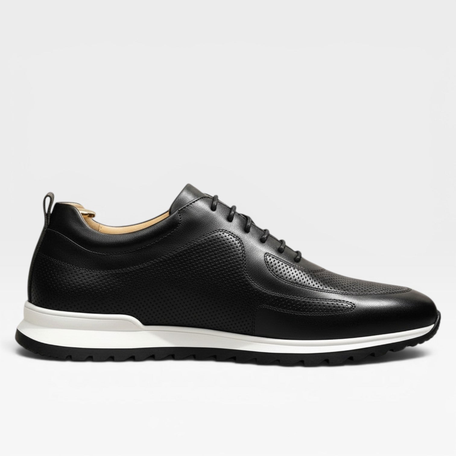 Men's Genuine Leather Trainers – Classic Lace Up Smart Casual Sneakers