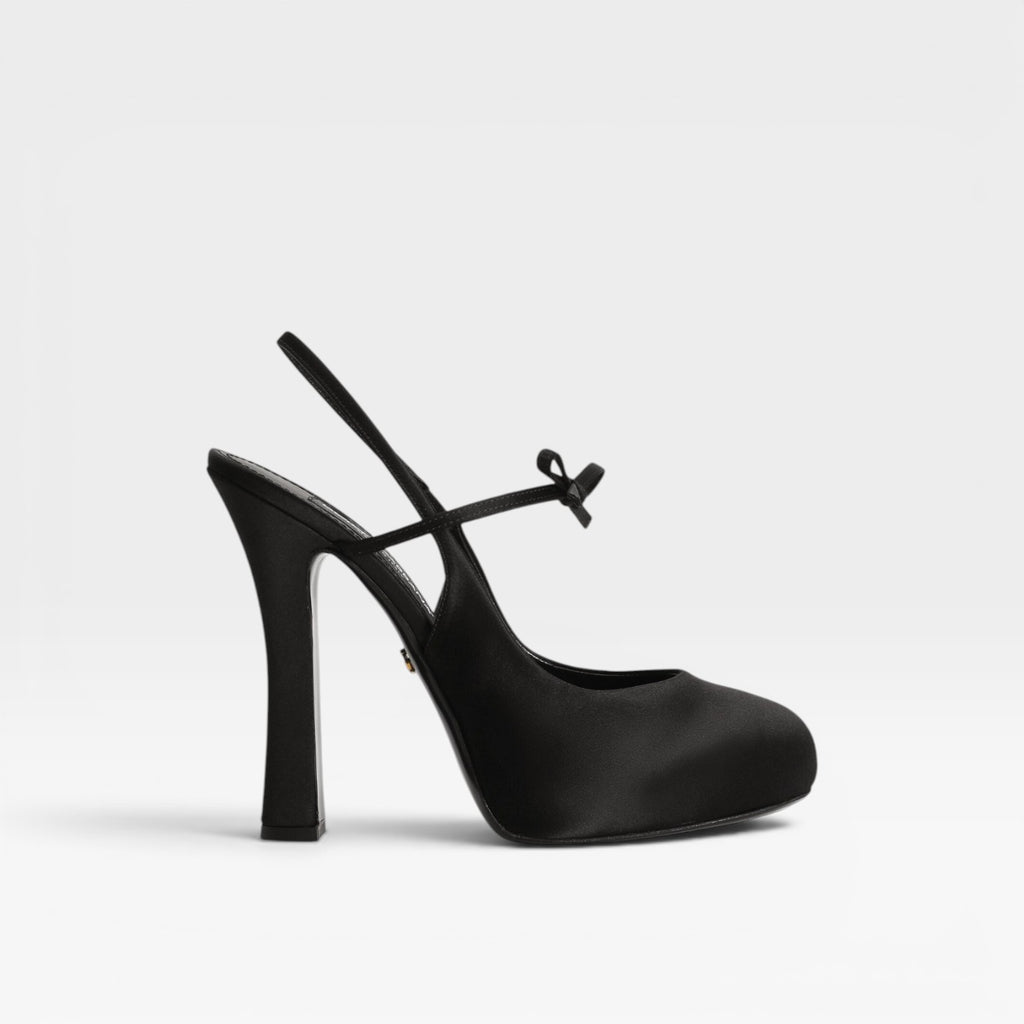 Women's Ballet Slingback Heels – Elegant Bow Sculpted Pumps for Special Occasions