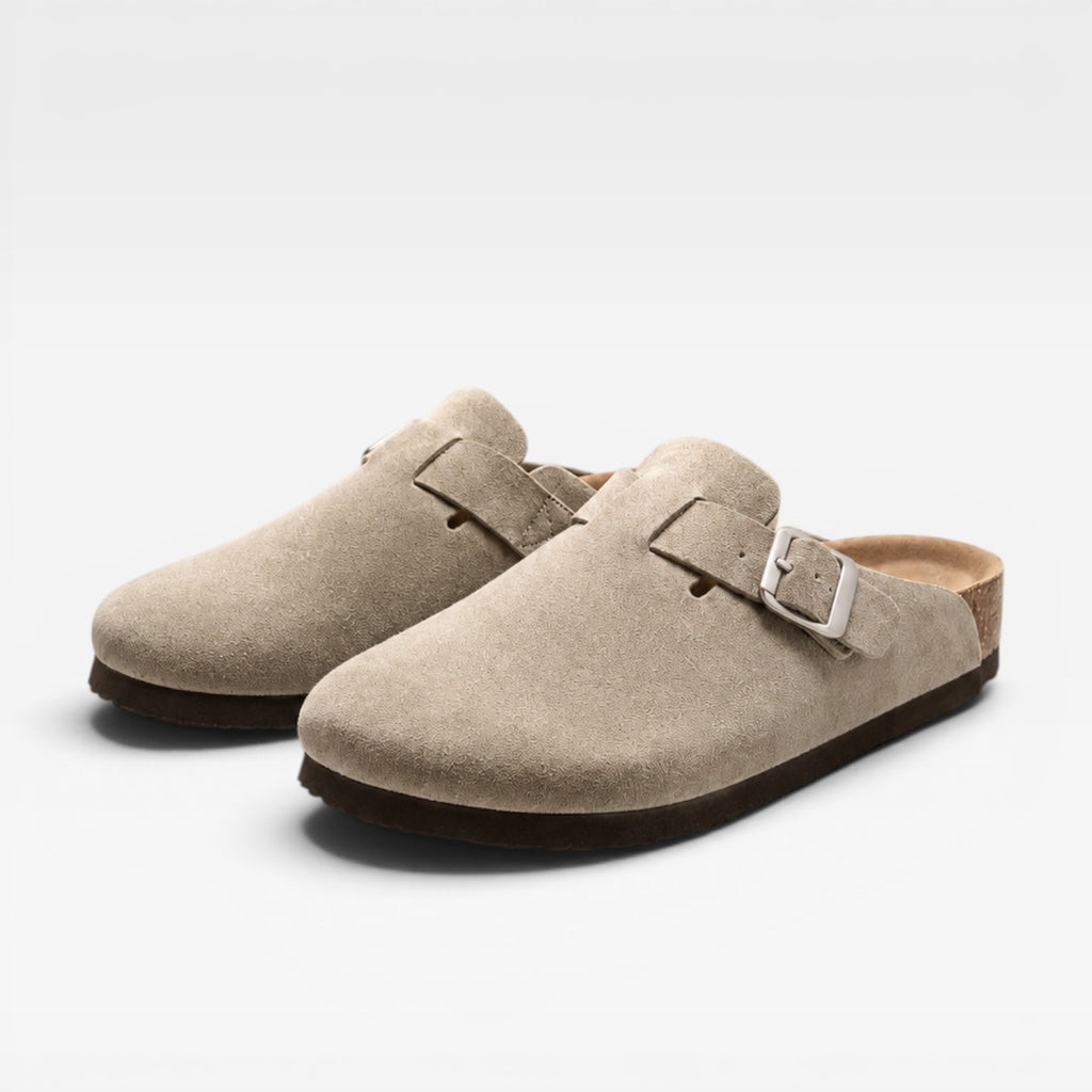 Men's Suede Cork Clogs – Slip On Closed Toe Summer Mules