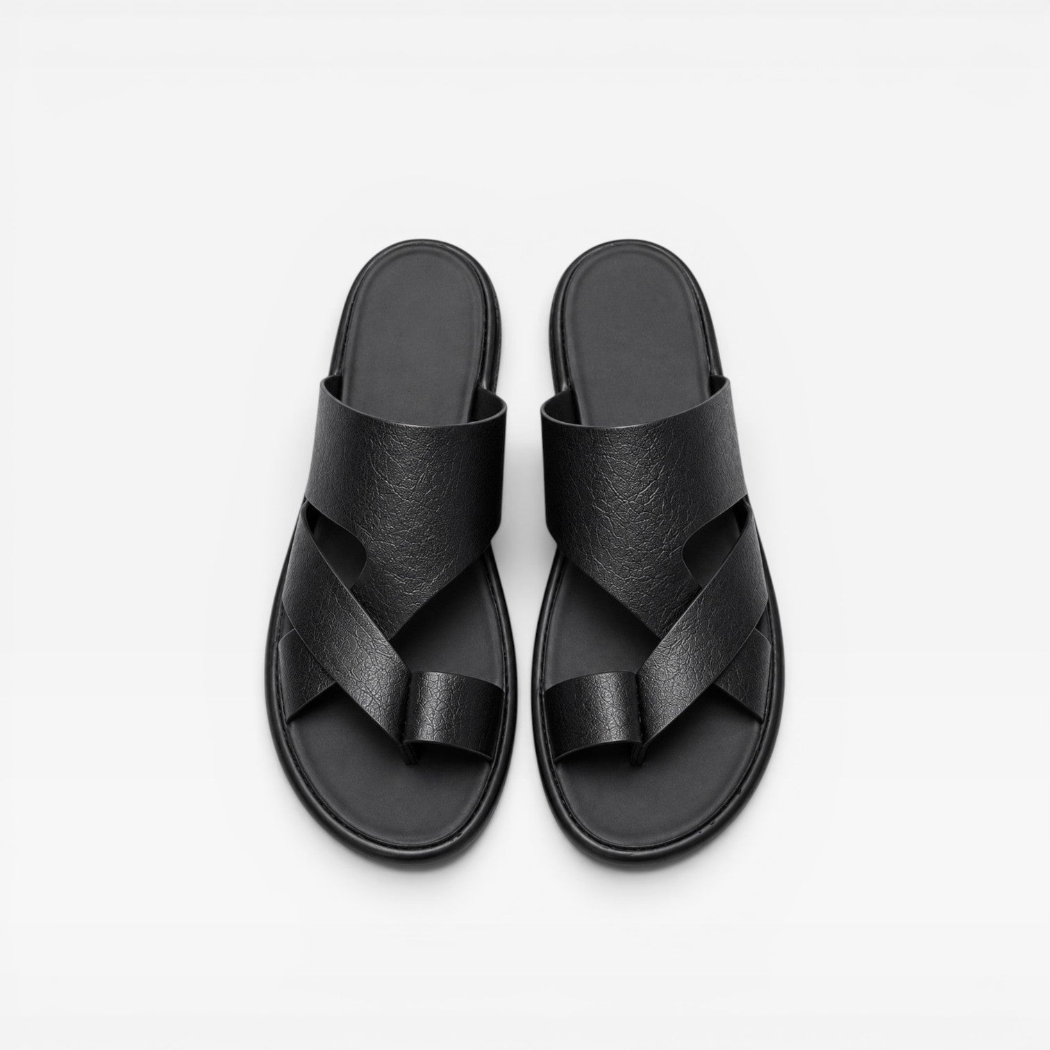 Sandales en cuir à enfiler pour hommes – Confort quotidien élégant avec boucle d’orteil  