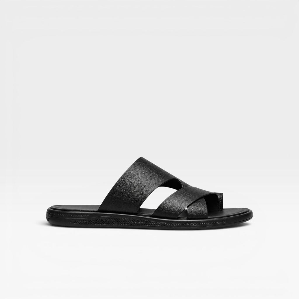 Sandales en cuir à enfiler pour hommes – Confort quotidien élégant avec boucle d’orteil  