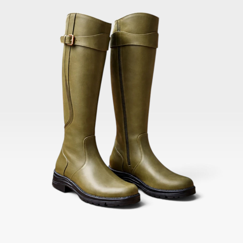 Women's Tall Country Boots – Waterproof Buckle Strap Riding Boots