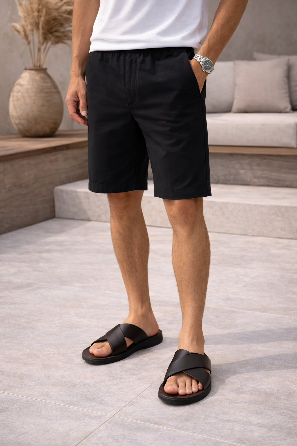 Men's Cross Strap Leather Sandals – Comfortable Slide Summer Style