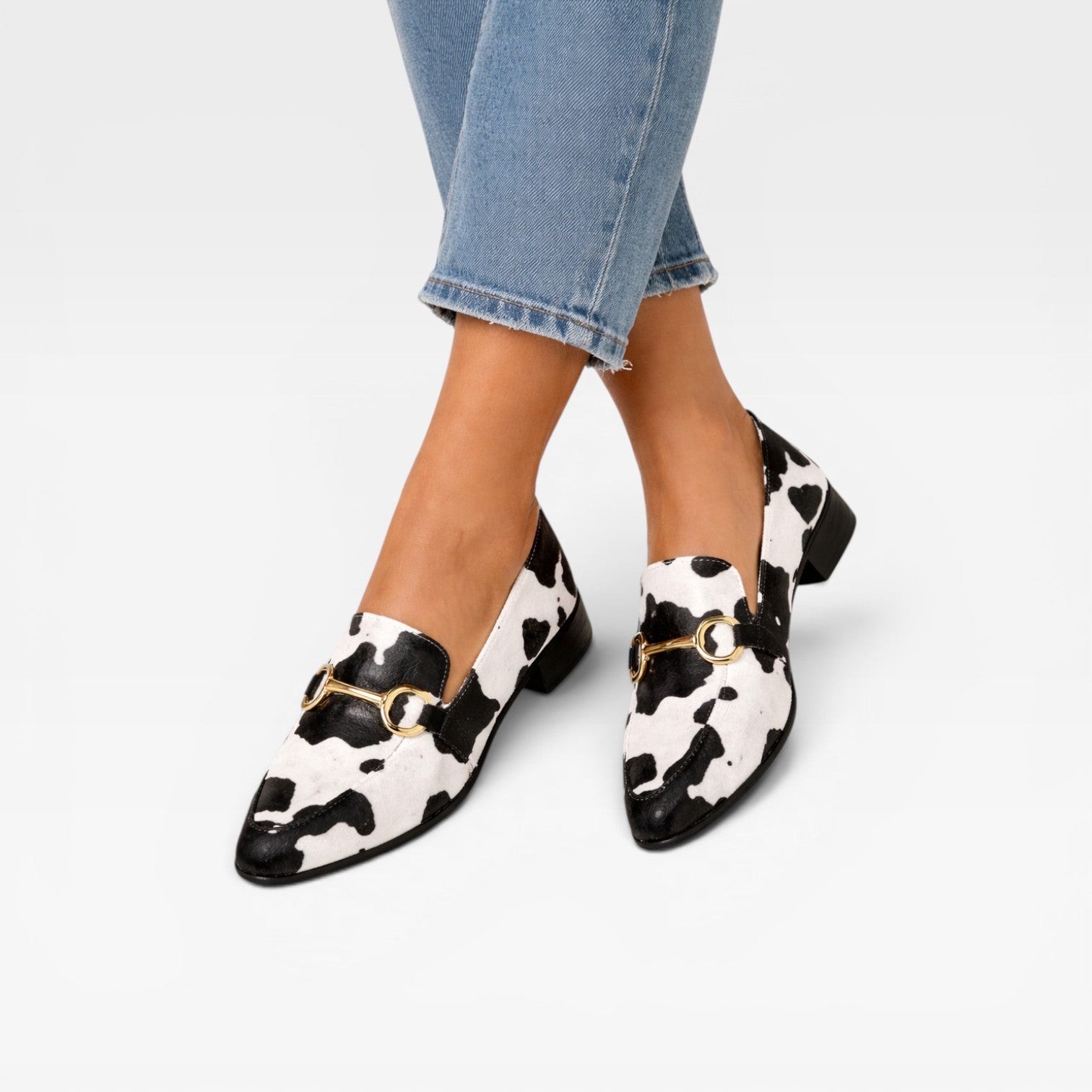 Women's Animal Print Loafers – Elegant Metal Bit Slip On Preppy Shoes