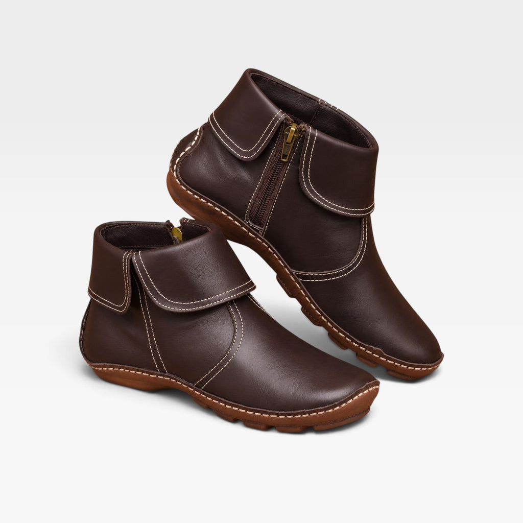 Women's Leather Ankle Boots – Fold Over Cuff Comfort Booties