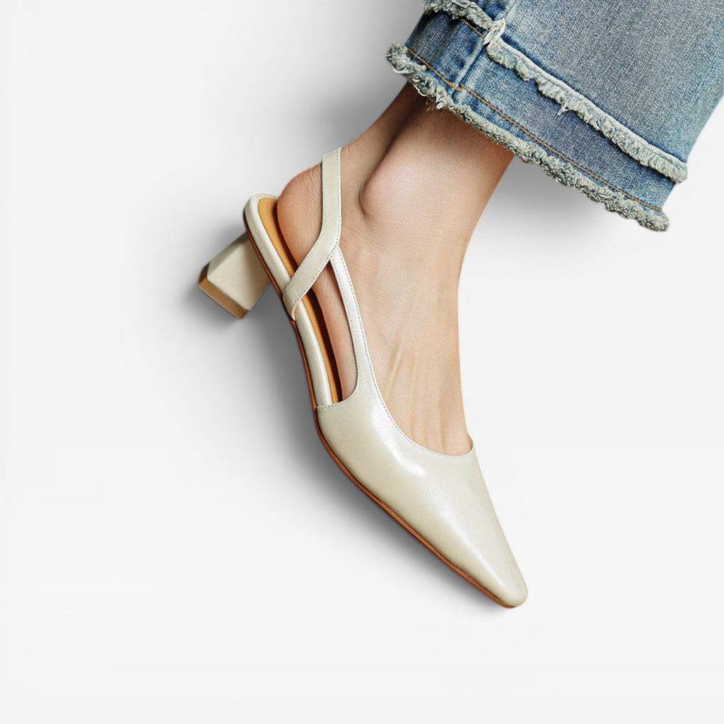 Escarpins à talons kitten en cuir véritable pour femmes – Escarpins élégants à bout pointu et talon bas pour occasions spéciales