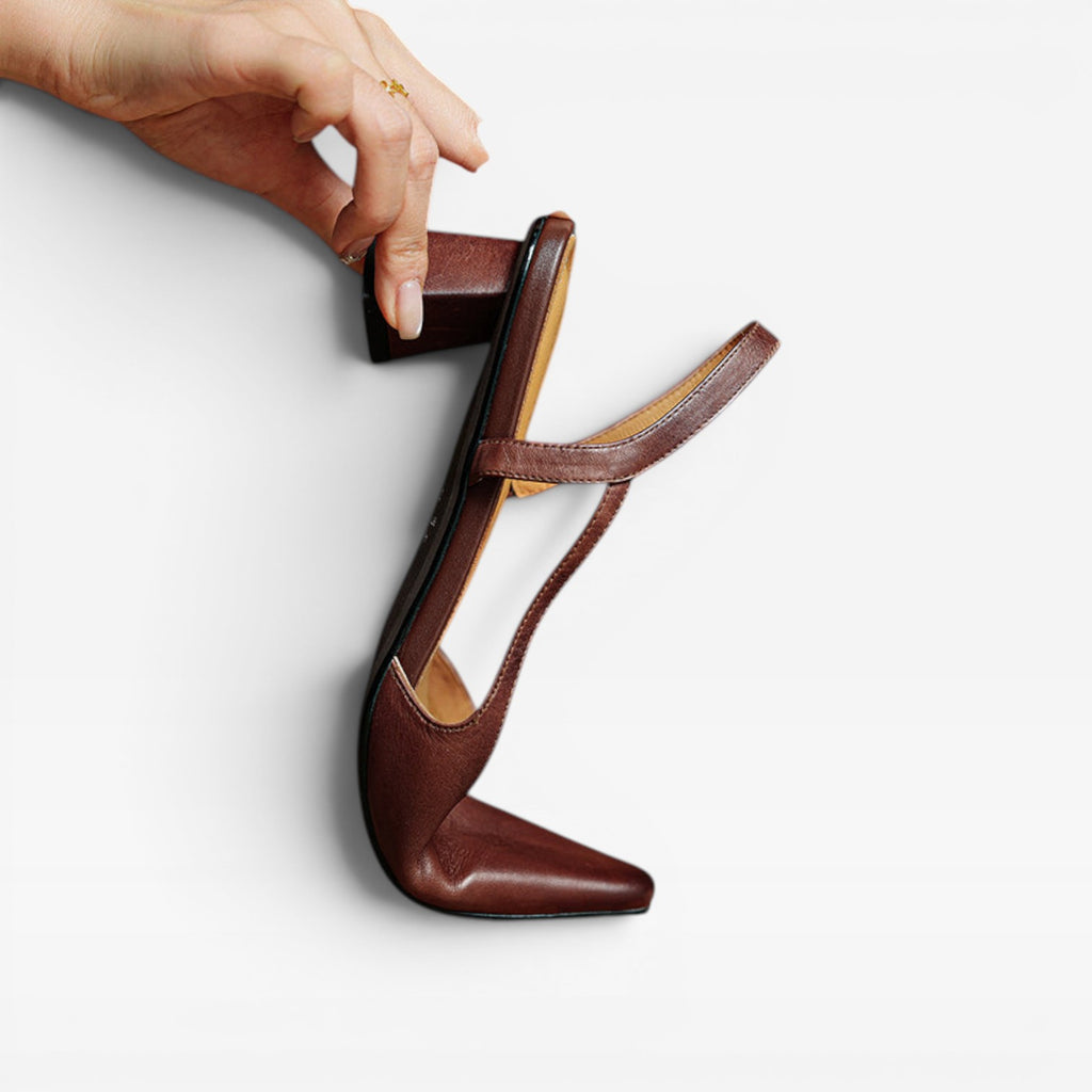 Escarpins à talons kitten en cuir véritable pour femmes – Escarpins élégants à bout pointu et talon bas pour occasions spéciales