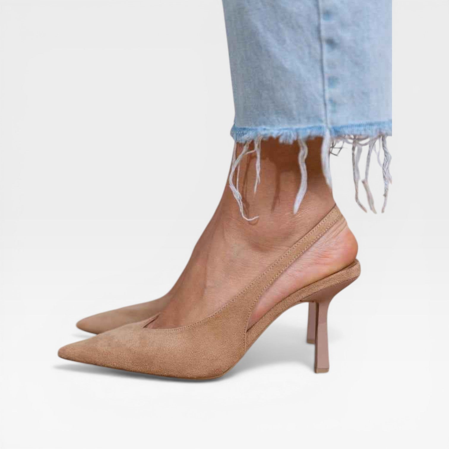 Women’s Nude Kitten Heels – Minimalist Slingback Pumps