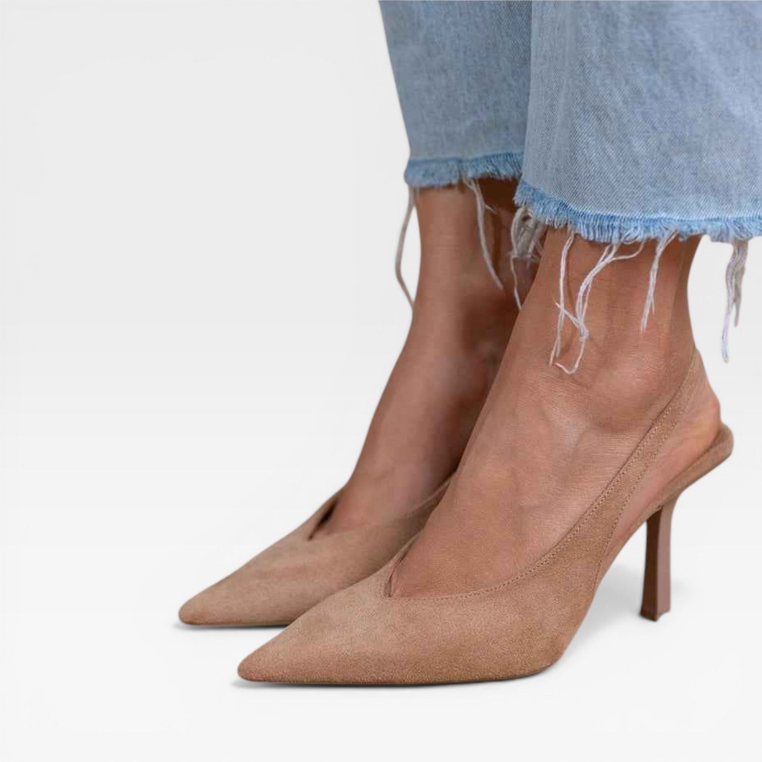 Women’s Nude Kitten Heels – Minimalist Slingback Pumps