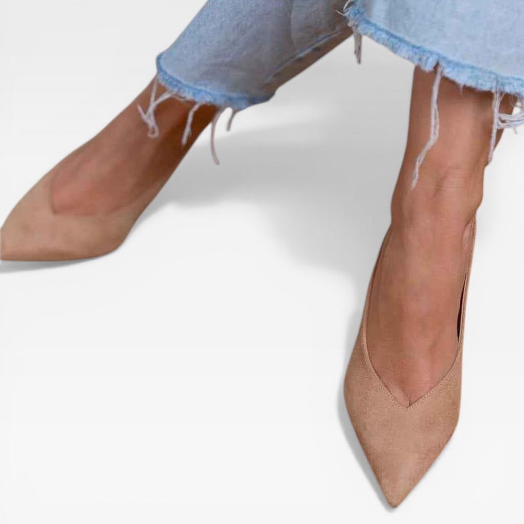 Women’s Nude Kitten Heels – Minimalist Slingback Pumps