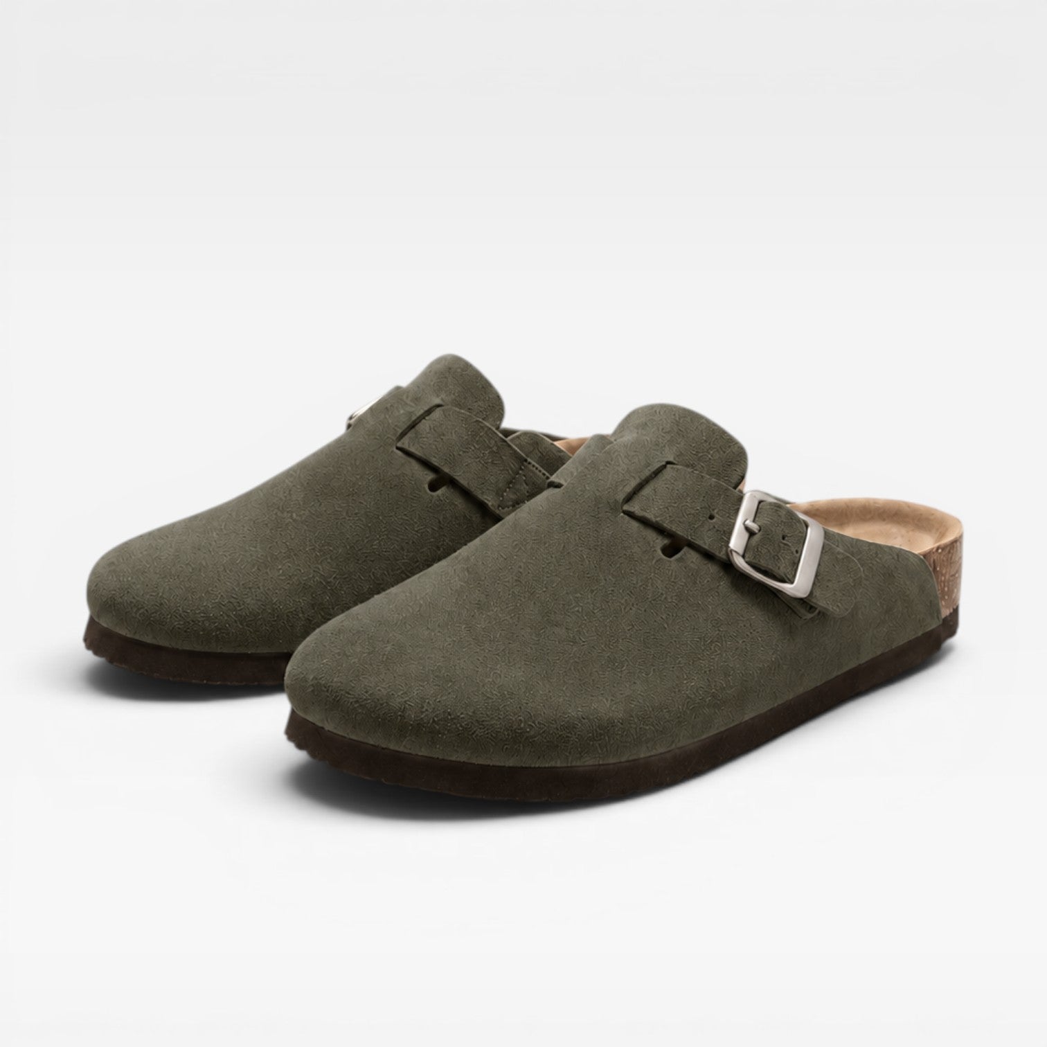 Men's Suede Cork Clogs – Slip On Closed Toe Summer Mules